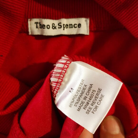 Theo & Spence Varsity Jacket Womens M Red/White Side Stripe Full Zip Long Sleeve - Picture 5 of 6